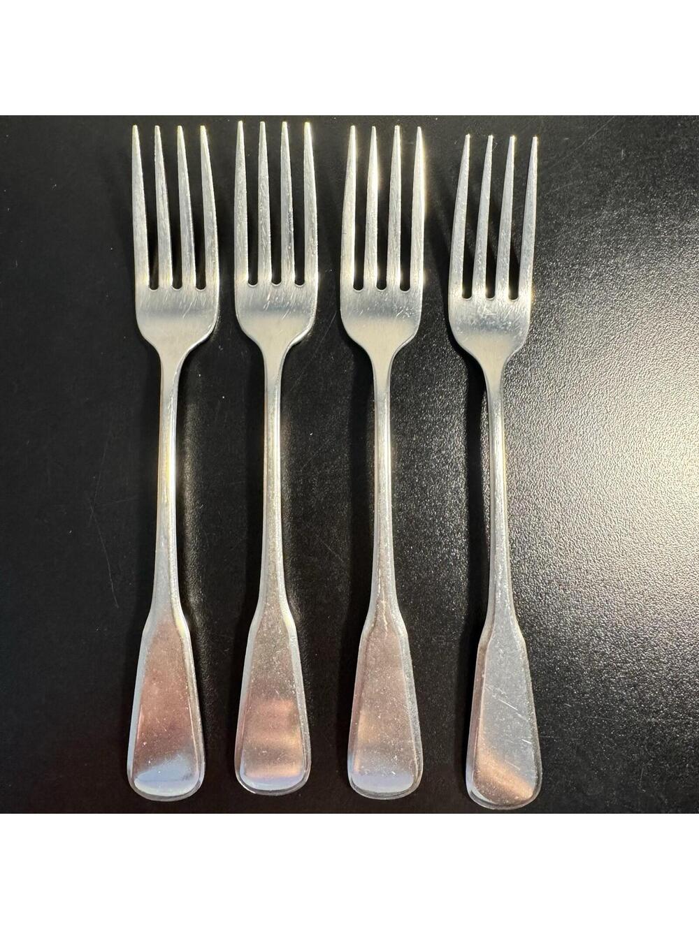 4  Oneida AMERICAN COLONIAL Heirloom Cube Stainless Dinner Forks 7-1/4” Flatware